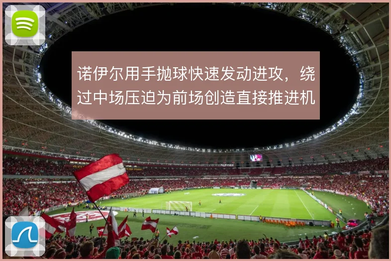 诺伊尔用手抛球快速发动进攻，绕过中场压迫为前场创造直接推进机会